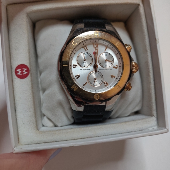 Michele Accessories - Michele Unisex Jelly Black and Gold Sport Watch